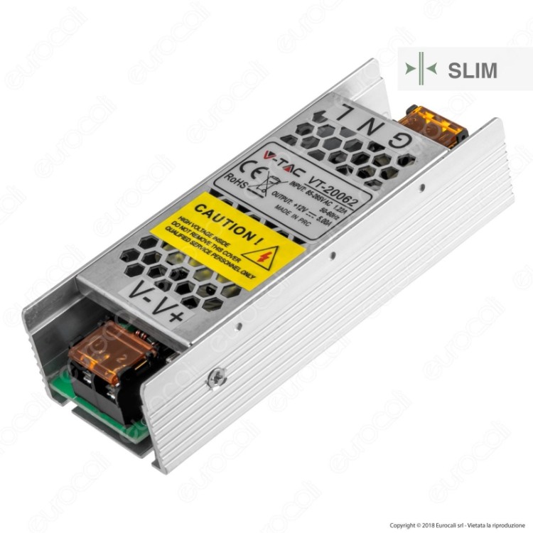 1 - 12V 5A 60W voeding voor LED Strip Driver Terminal Block Transformer